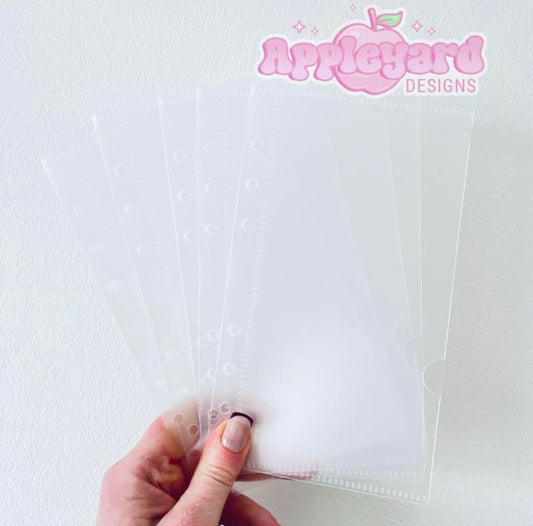 5 x frosted zipless binder wallets